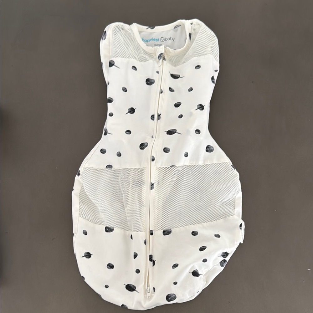 White Sleep Sack with Black Polka Dots